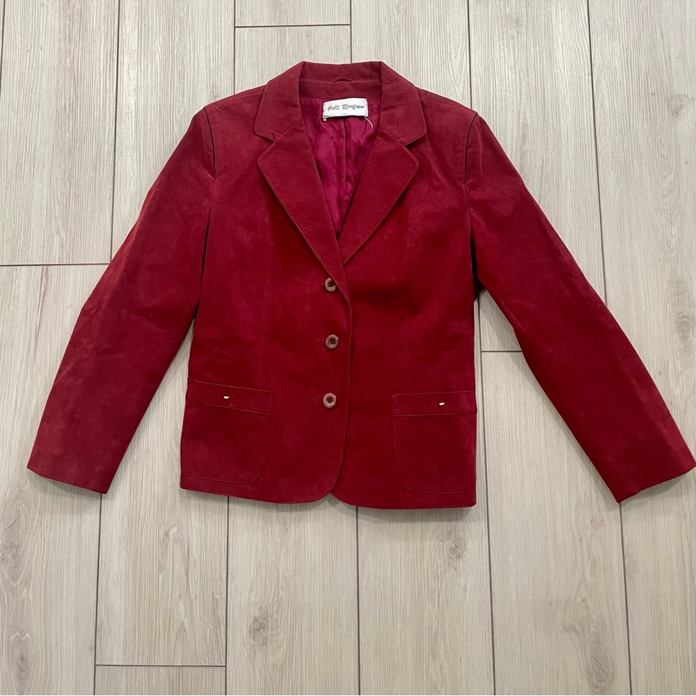 Vintage Suede Maroon Blazer -back tie
